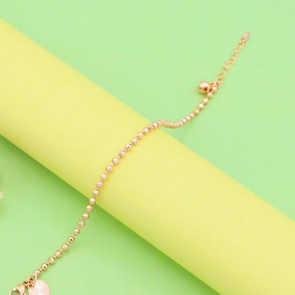 "Elegant Rose Gold Ball Chain Anklet in High Quality Brass Finish, XPAL1044 - Picture 7 of 13